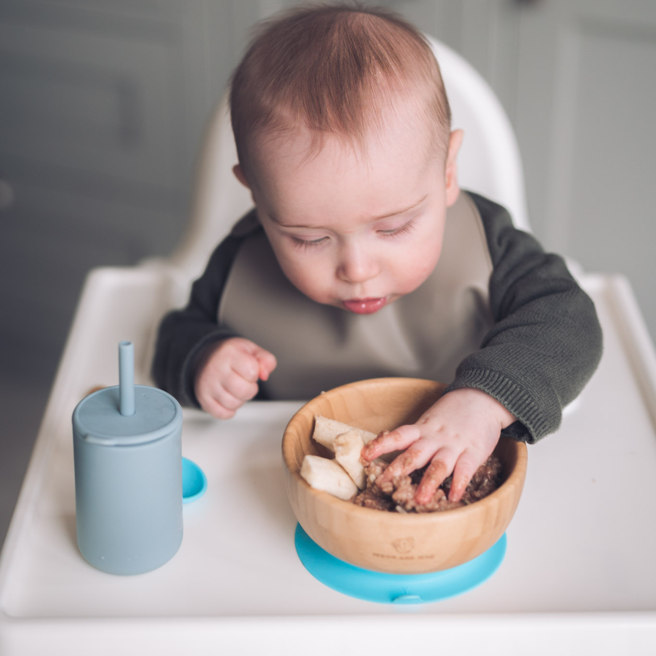 Bamboo Suction Bowl and Spoon Set